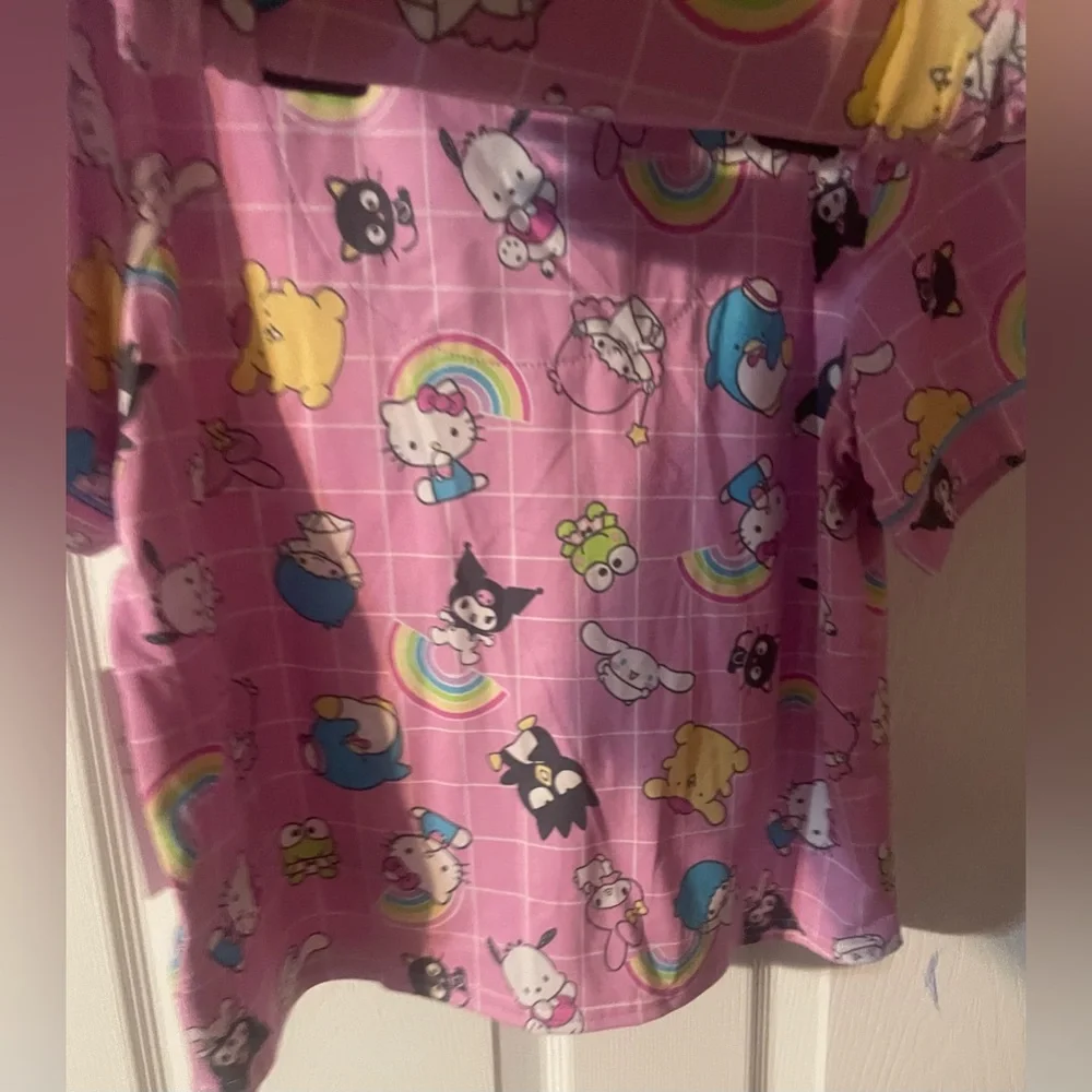 NWT Hello Kitty & Friends Girls 2-Piece PJ Set Pink Rainbow Sleepwear‎ Sz S 6/6X
